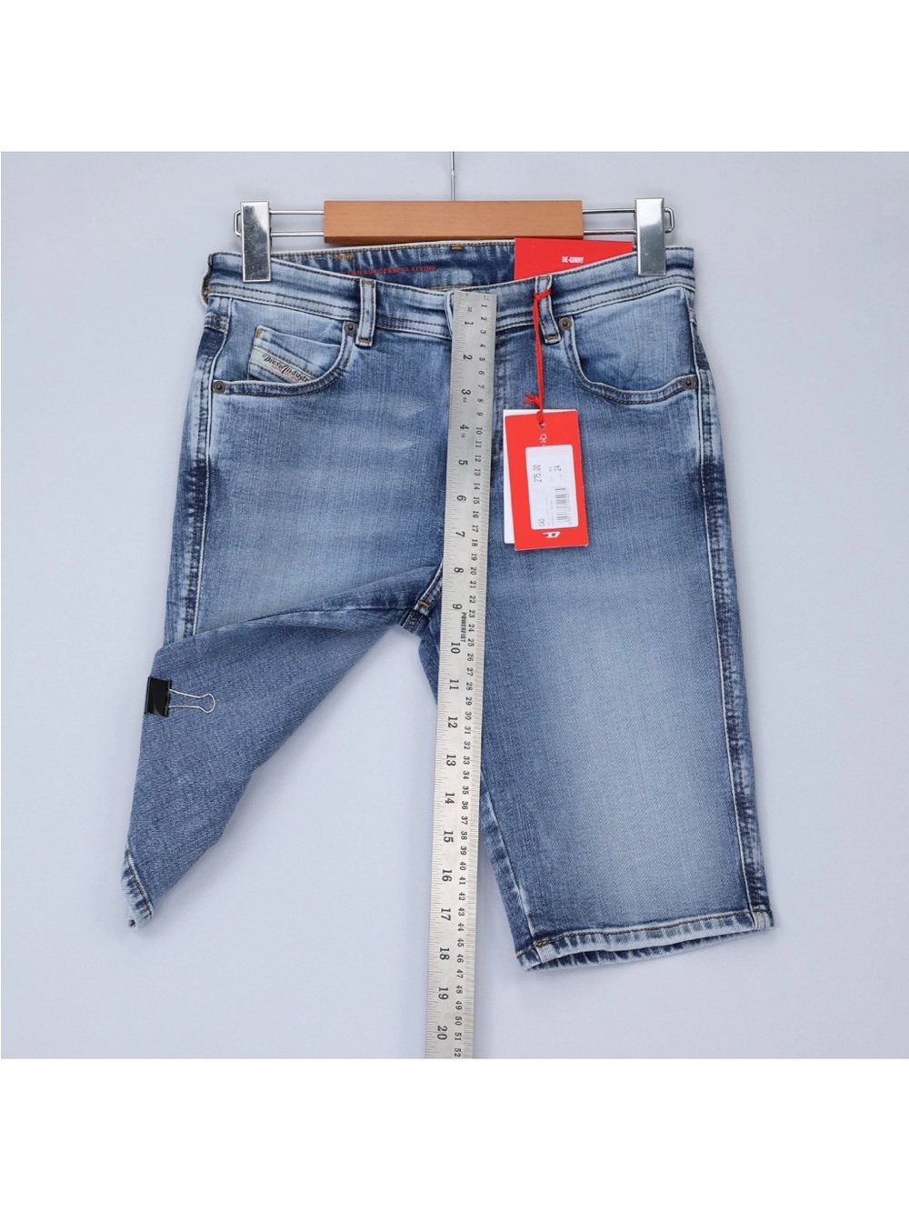 Diesel Light Blue Washed Denim Shorts wi